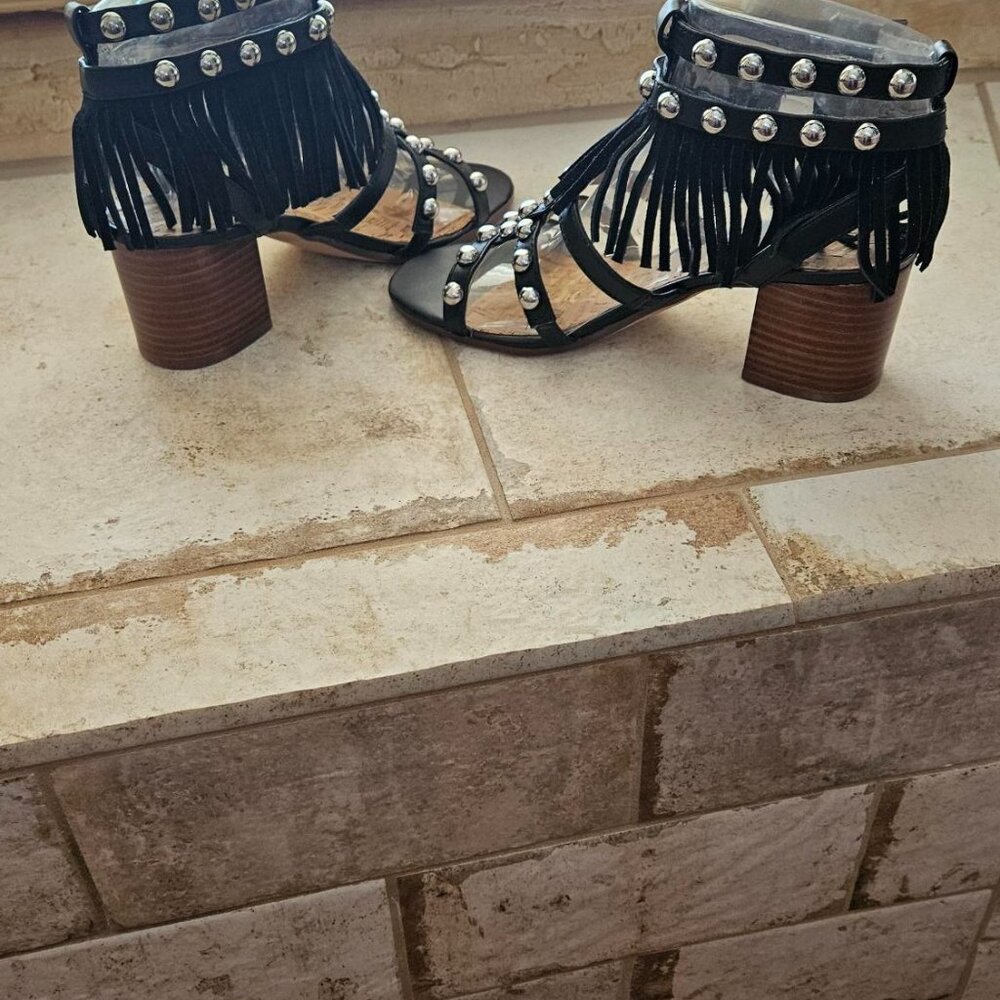 Sam Edelman "Shaelyn" Leather & Suede Fringed Sandals-2009